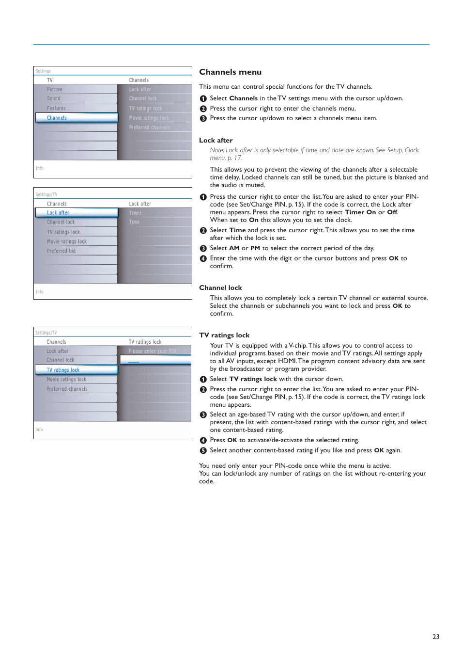Channels menu | Philips flat HDTV 32PF7320A 32" LCD digital cable ready with Pixel Plus User Manual | Page 25 / 48