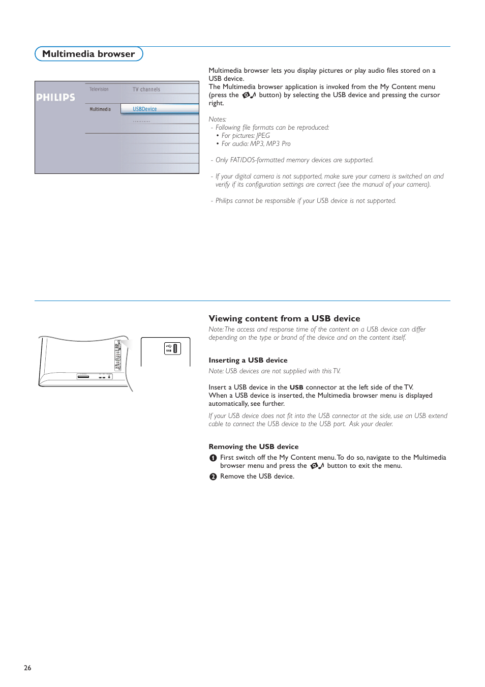 Multimedia browser | Philips flat HDTV 32PF7320A 32" LCD digital cable ready with Pixel Plus User Manual | Page 28 / 48