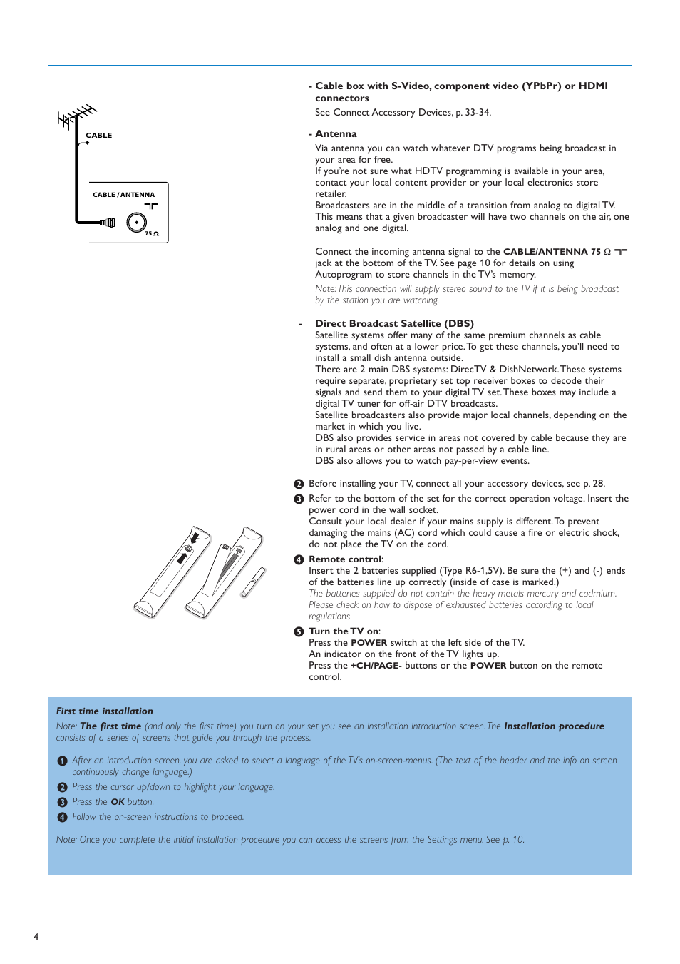 Philips flat HDTV 32PF7320A 32" LCD digital cable ready with Pixel Plus User Manual | Page 6 / 48