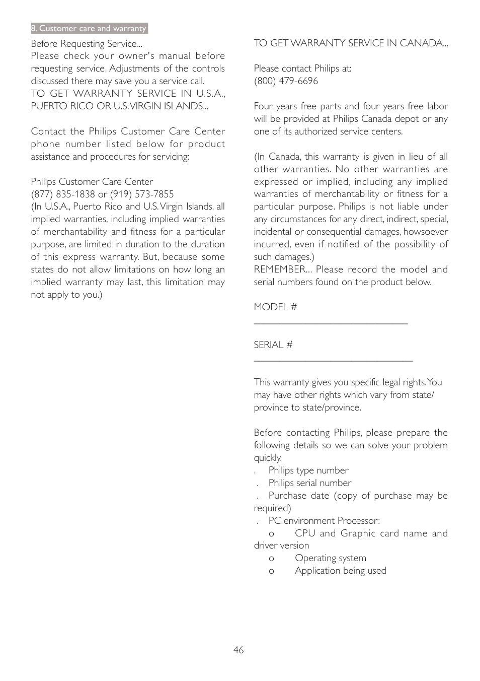 Philips 273P3PHES-00 User Manual | Page 48 / 55