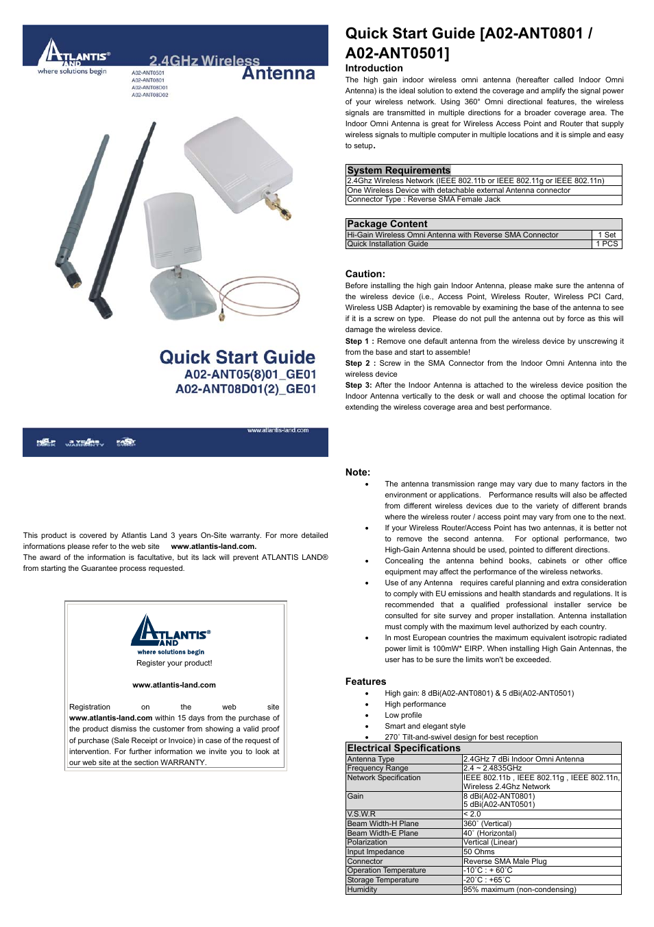 Atlantis Land A02-ANT0501 User Manual | 1 page