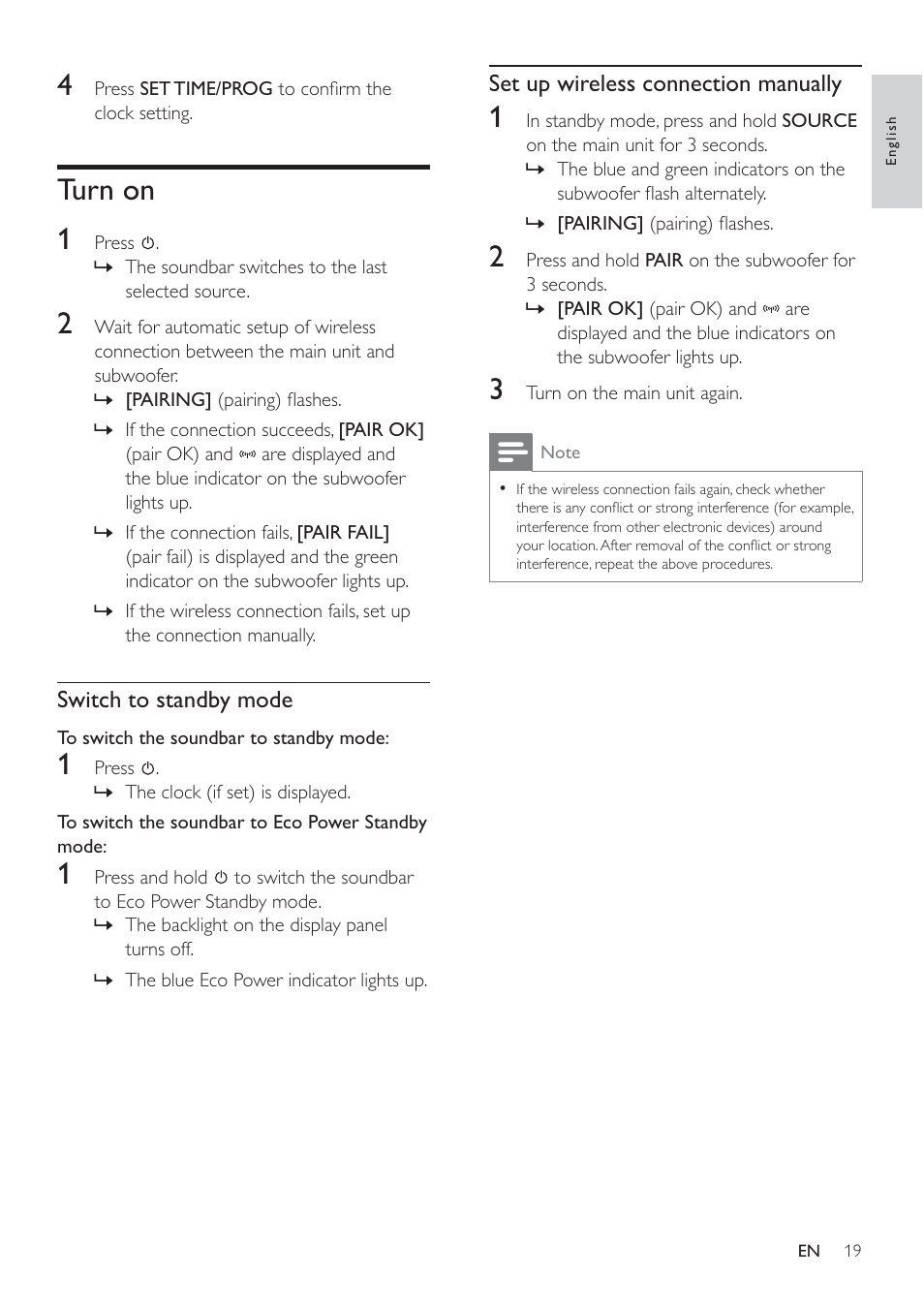 Turn on 1 | Philips Micro Hi-Fi System User Manual | Page 19 / 31