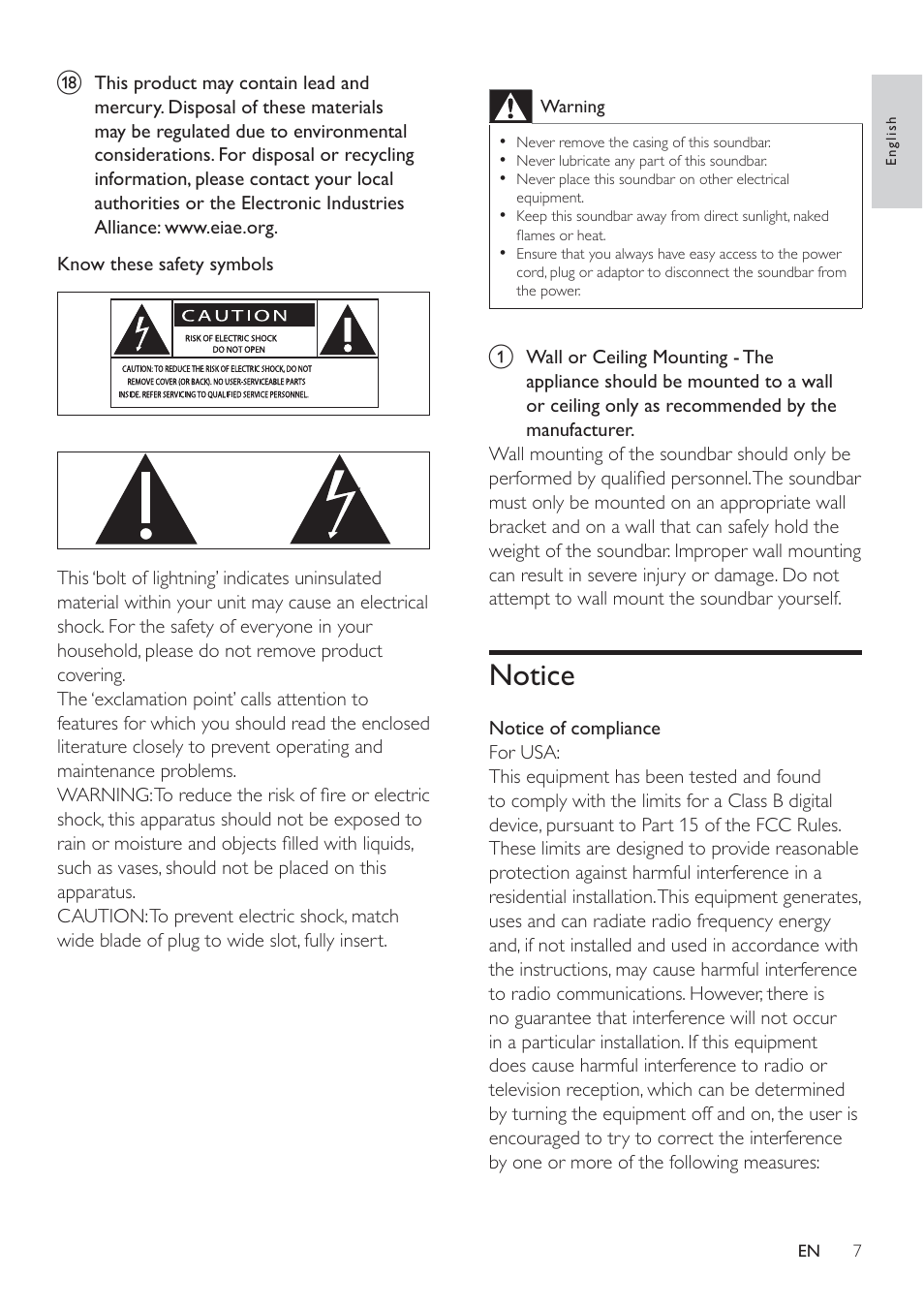 Notice | Philips Micro Hi-Fi System User Manual | Page 7 / 31
