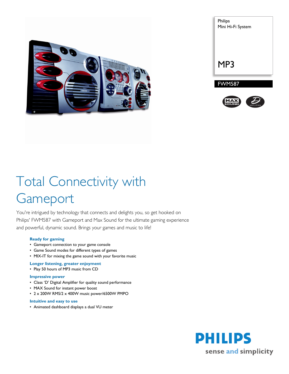 Philips FWM587-37 User Manual | 2 pages