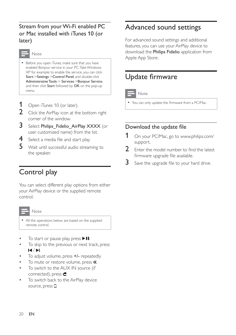 Advanced sound settings, 8sgdwh àupzduh, Control play | Philips DS8800W-37 User Manual | Page 19 / 25