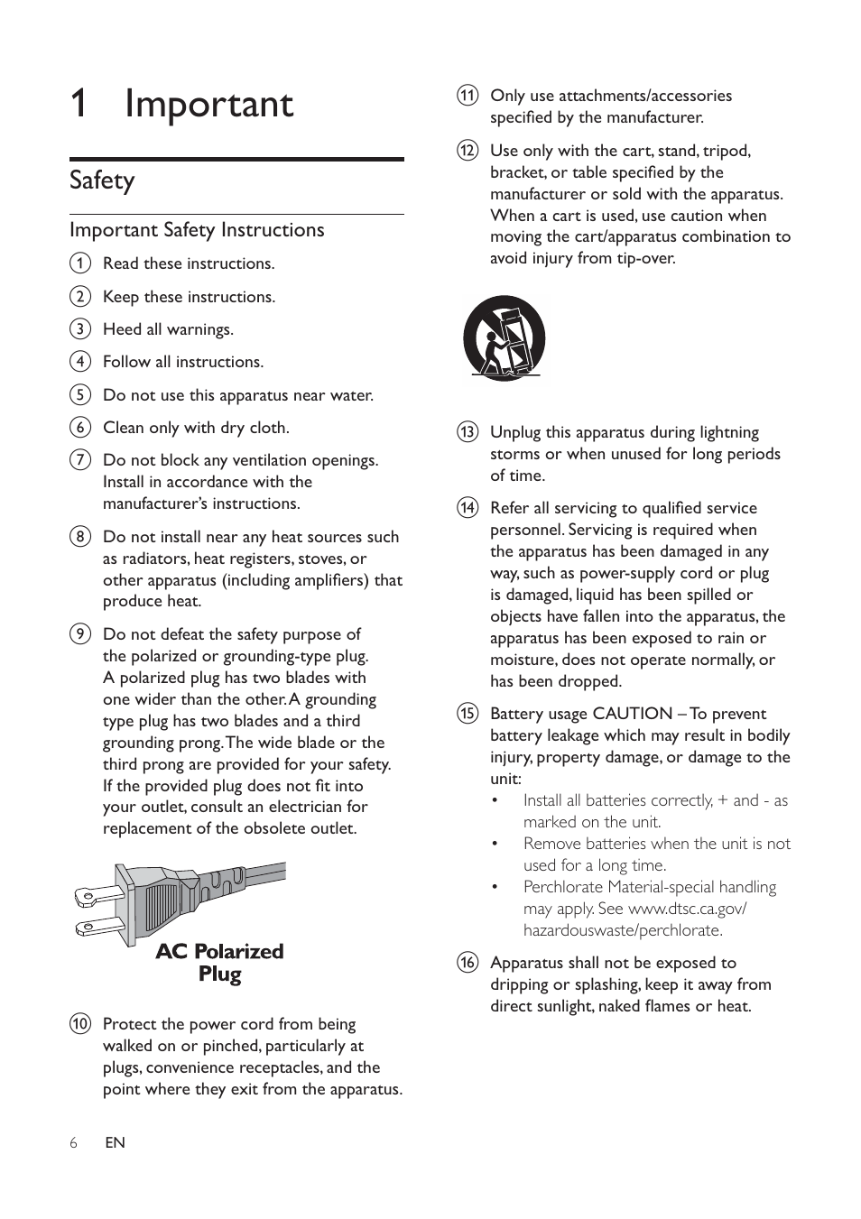 1 important | Philips DS8800W-37 User Manual | Page 5 / 25