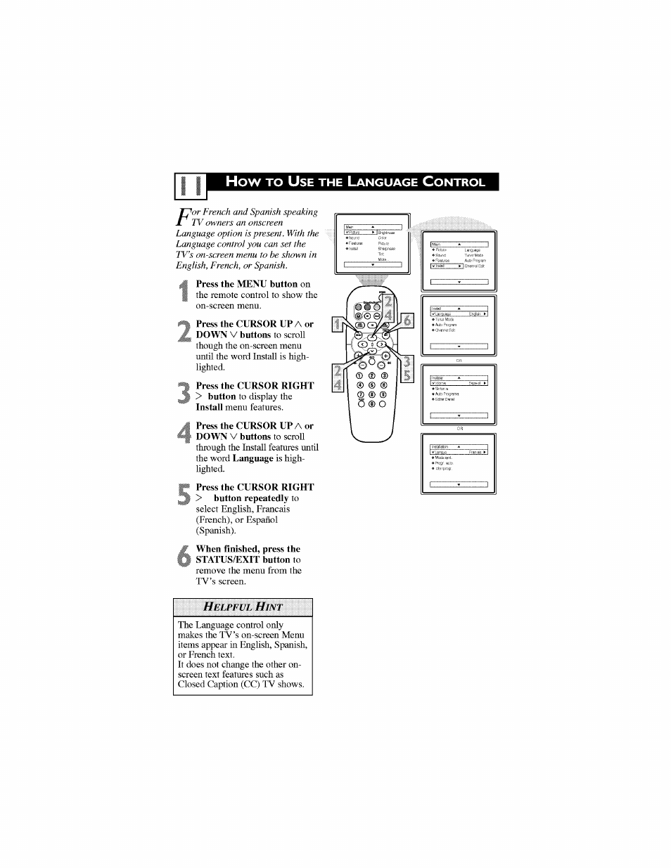 How to use the language control | Philips 27PT6442-37 User Manual | Page 15 / 42