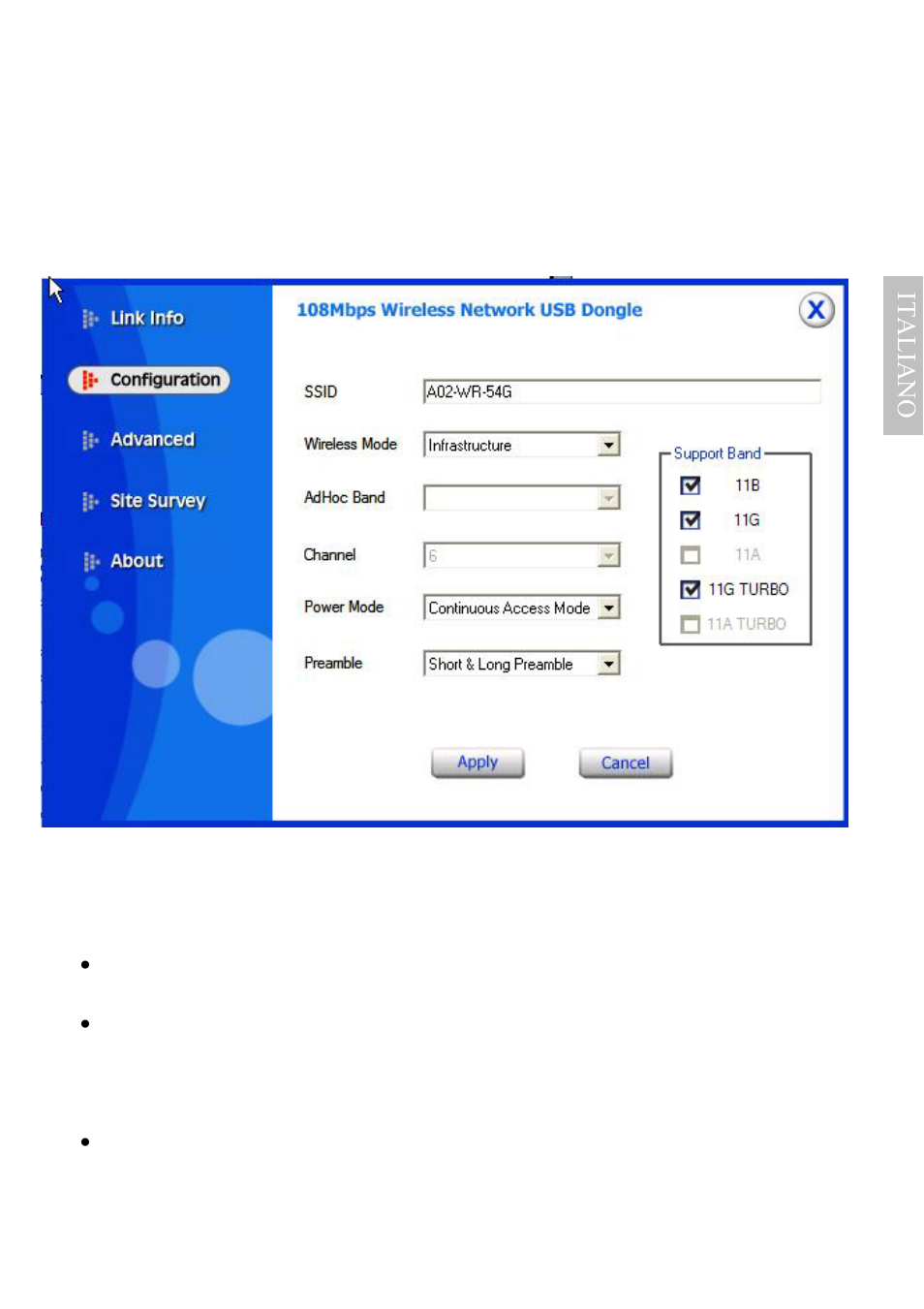 2 configuration, Ital iano | Atlantis Land A02-UP-W108 User Manual | Page 42 / 87