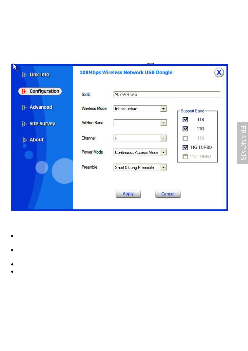 2 menu "configuration, Franc a is | Atlantis Land A02-UP-W108 User Manual | Page 75 / 87