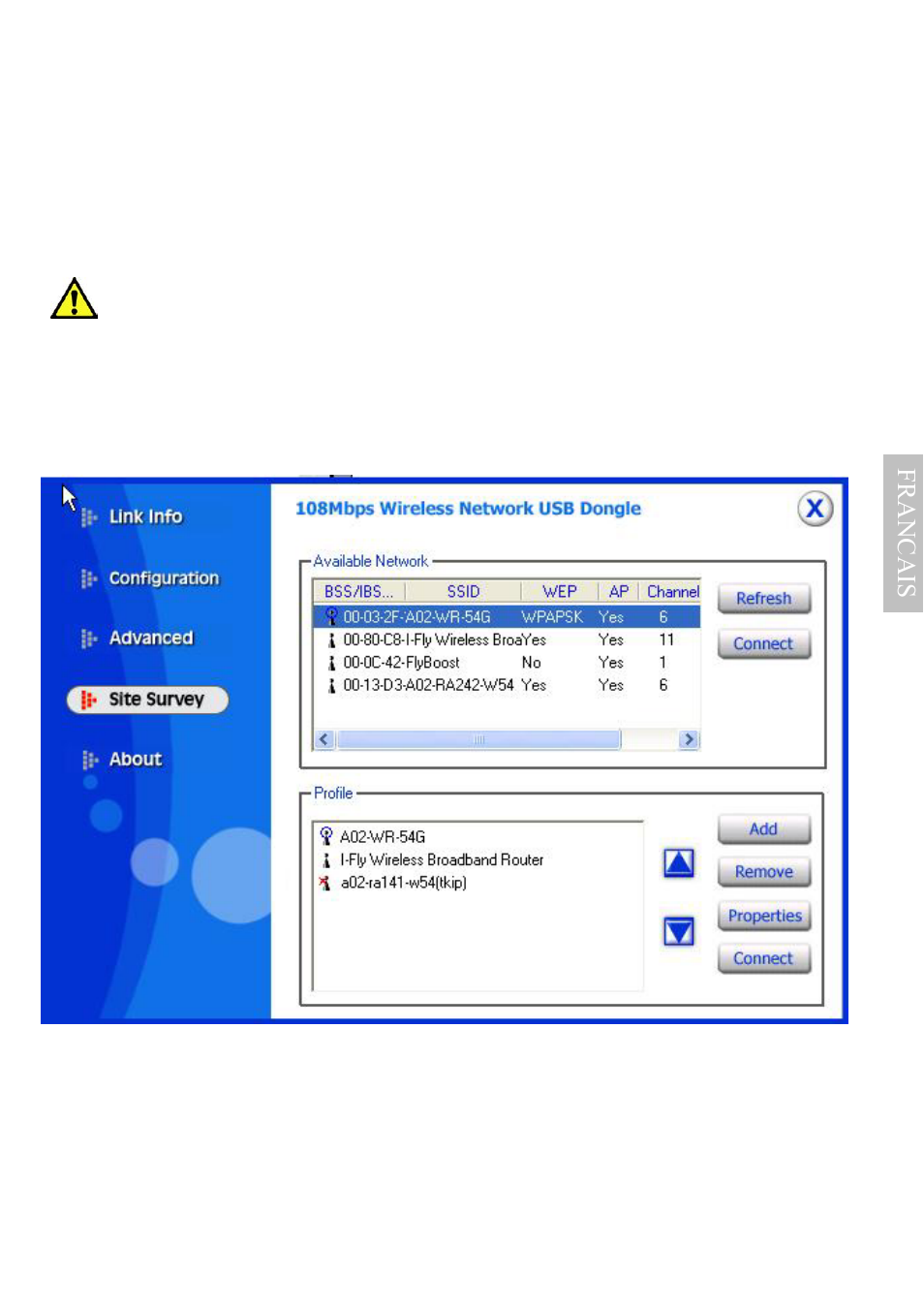 4 menu "site survey, Franc a is | Atlantis Land A02-UP-W108 User Manual | Page 78 / 87