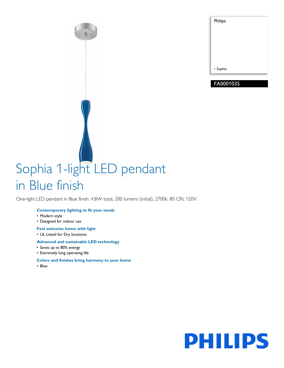 Philips FA0001035 User Manual | 2 pages