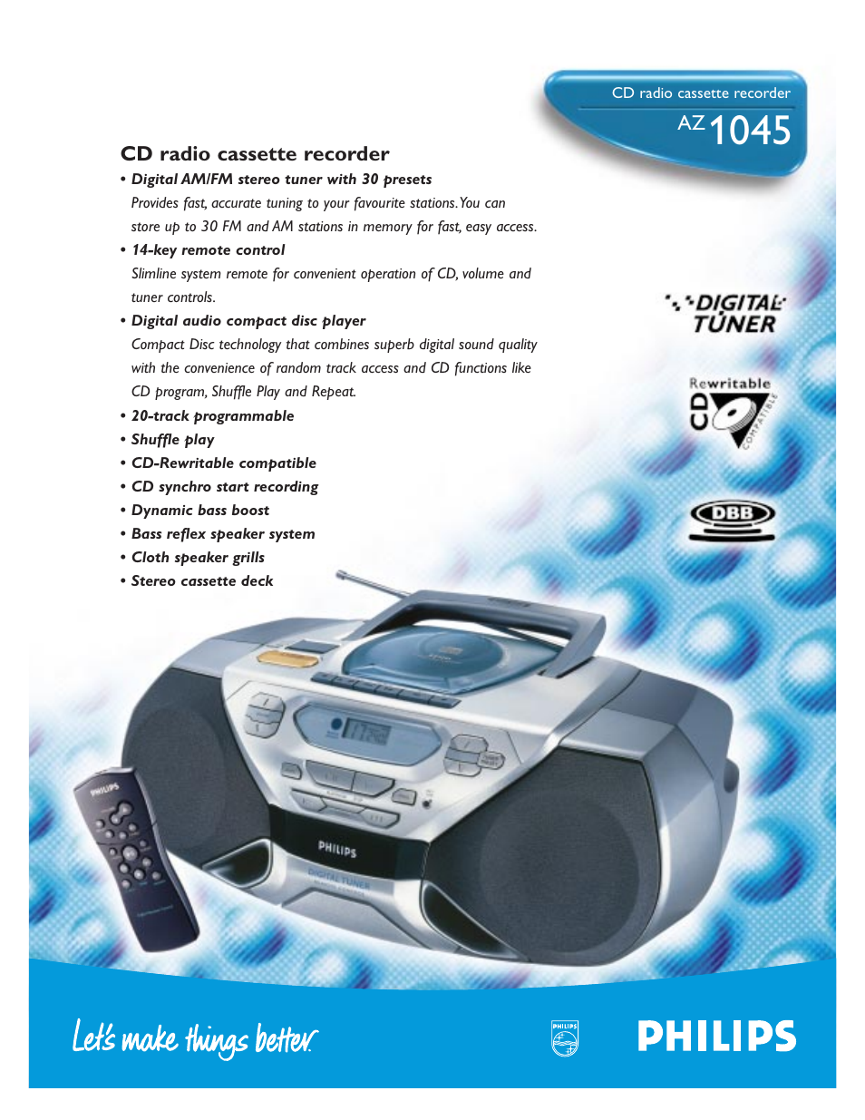 Philips AZ 1045 User Manual | 2 pages