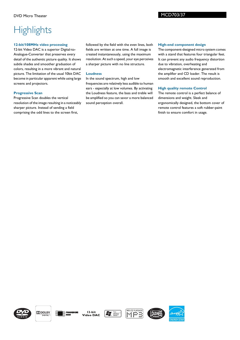 Highlights | Philips MCD703-37 User Manual | Page 2 / 3