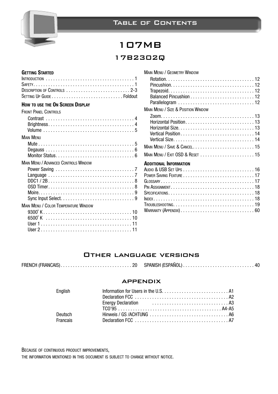 Philips 17B2302Q13 User Manual | 20 pages