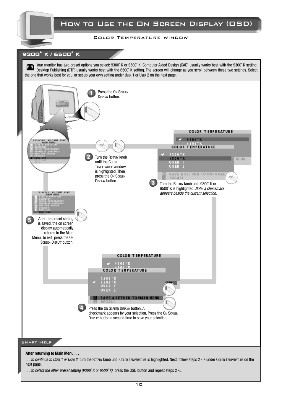 How to use the on screen display (osd) | Philips 17B2302Q13 User Manual | Page 11 / 20