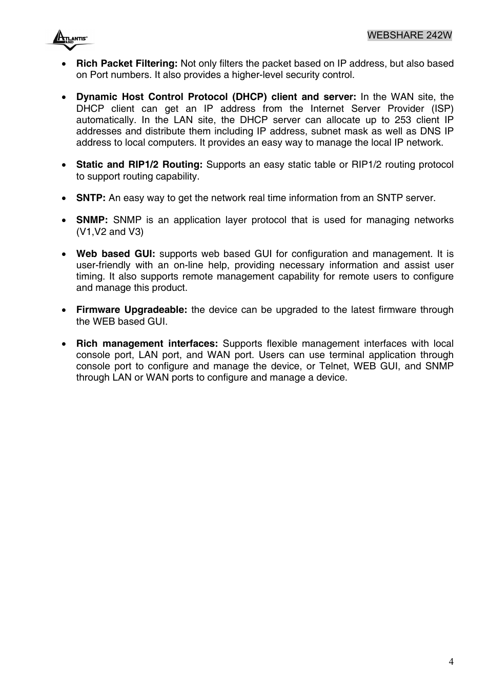 Atlantis Land A02-RA242-W54 User Manual | Page 10 / 84