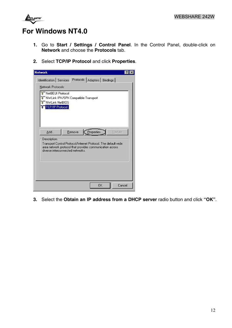 For windows nt4.0 | Atlantis Land A02-RA242-W54 User Manual | Page 18 / 84