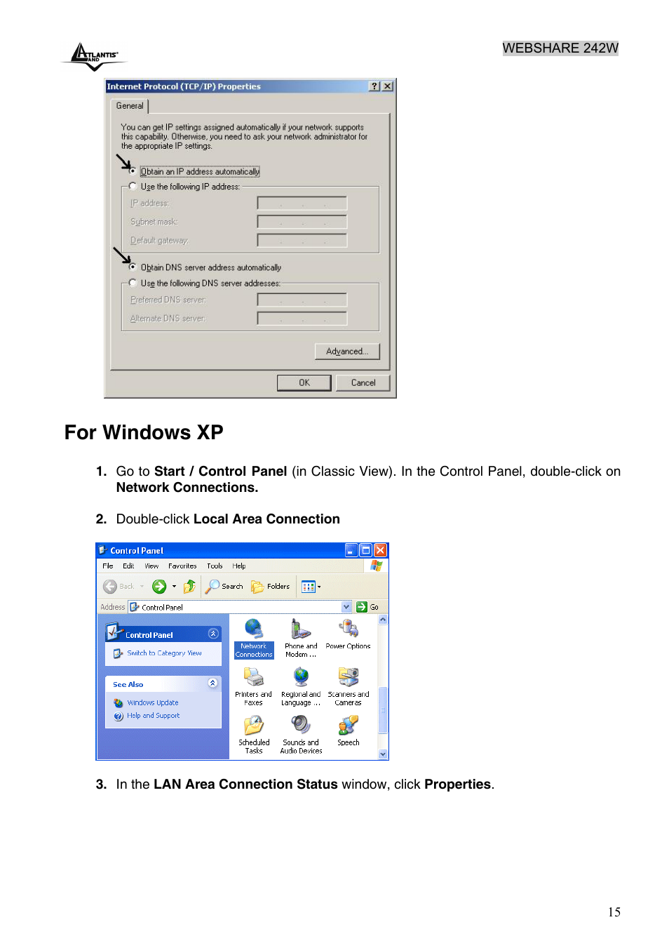 For windows xp | Atlantis Land A02-RA242-W54 User Manual | Page 21 / 84