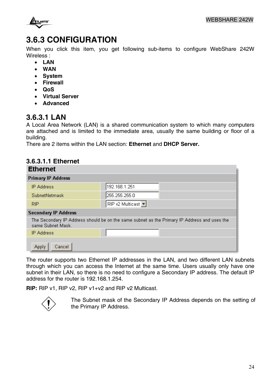 3 configuration, 1 lan | Atlantis Land A02-RA242-W54 User Manual | Page 30 / 84