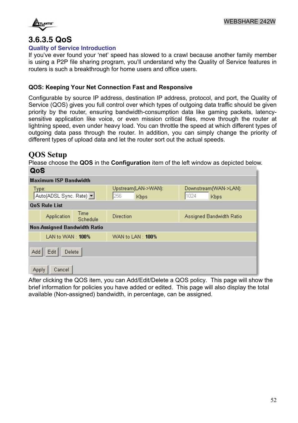 5 qos, Qos setup | Atlantis Land A02-RA242-W54 User Manual | Page 58 / 84