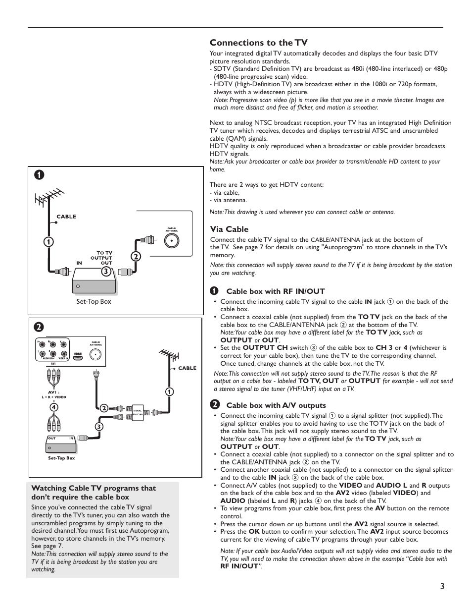 Connections to the tv | Philips 60PL9220D-37 User Manual | Page 11 / 43