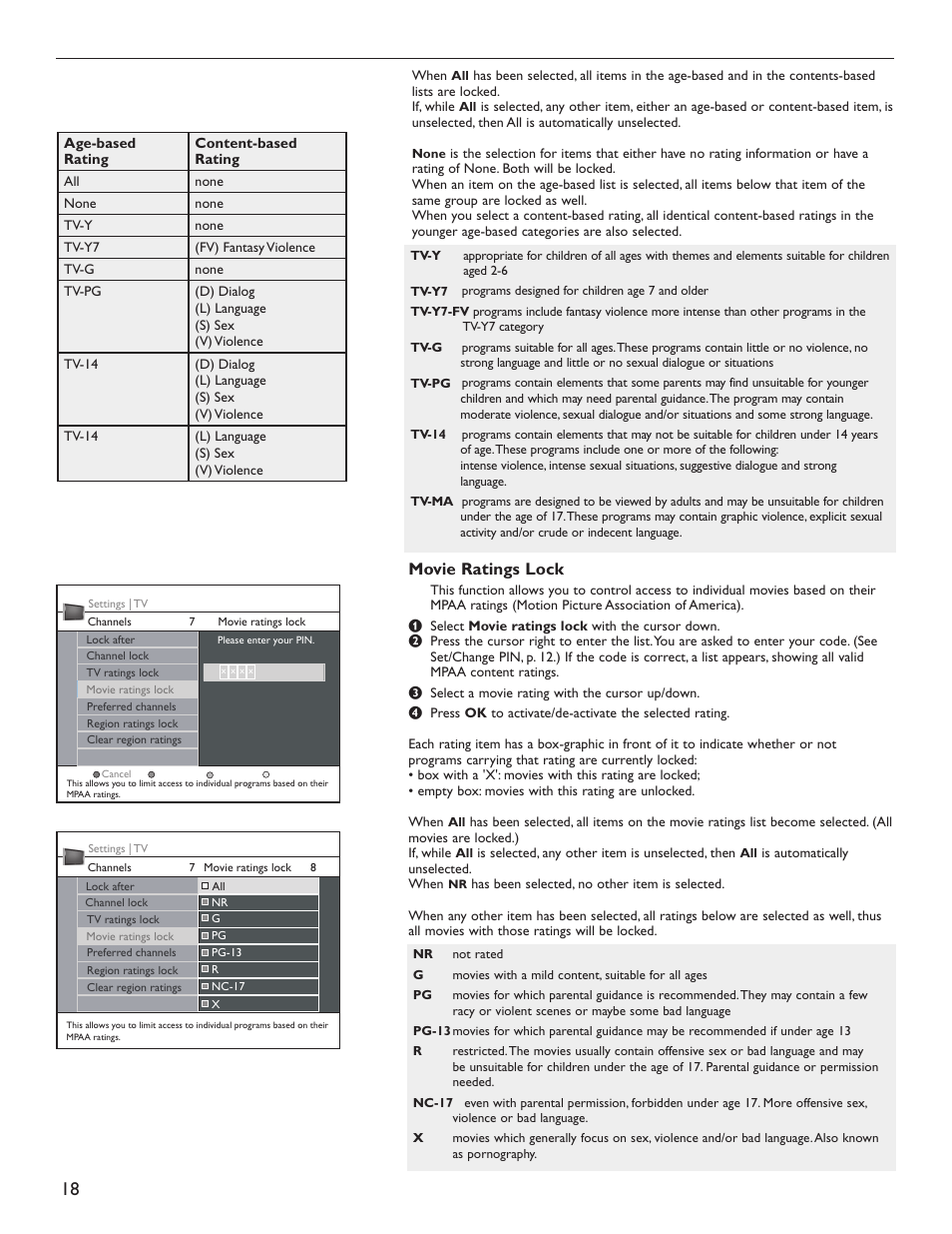 Movie ratings lock | Philips 60PL9220D-37 User Manual | Page 26 / 43