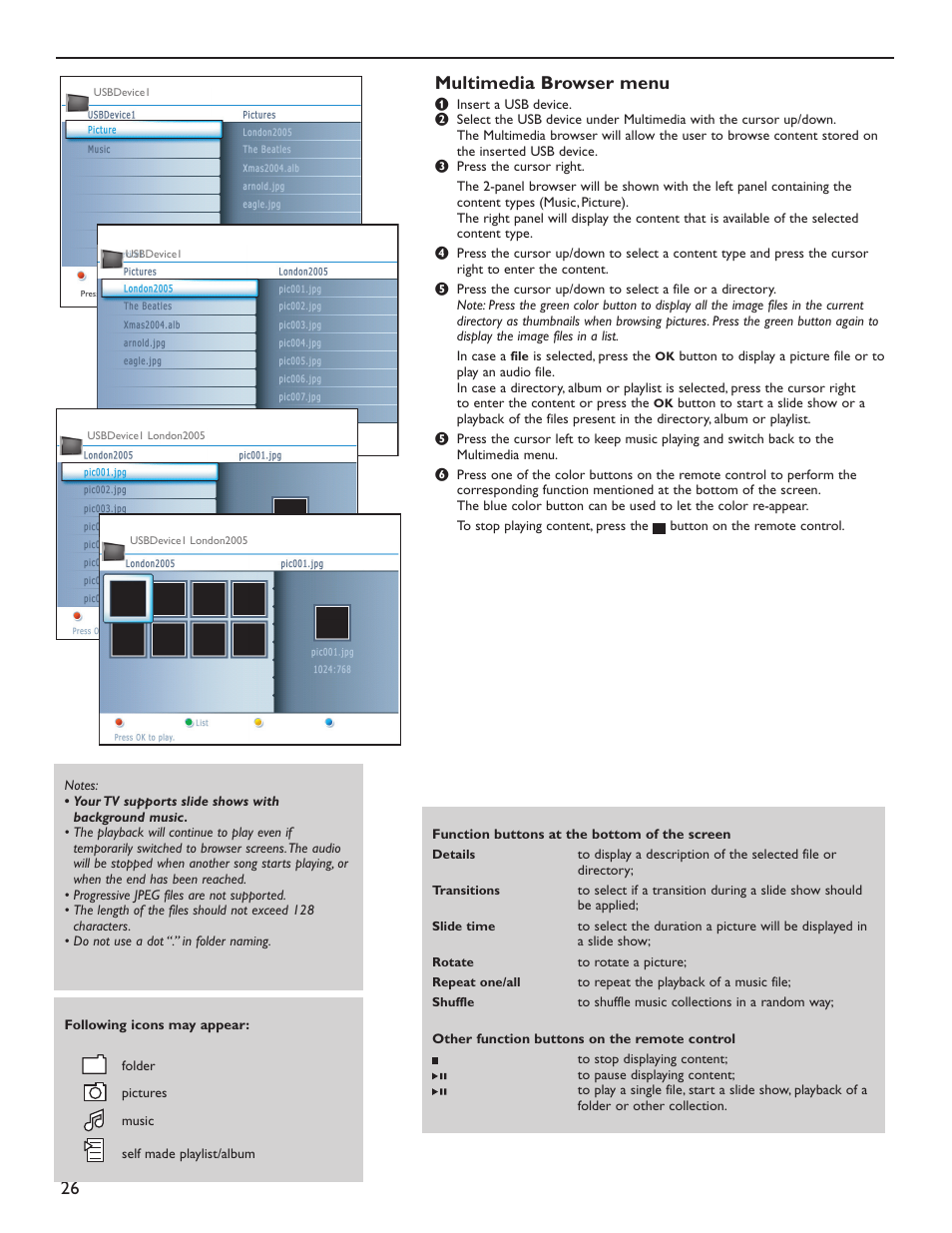 Multimedia browser menu | Philips 60PL9220D-37 User Manual | Page 34 / 43