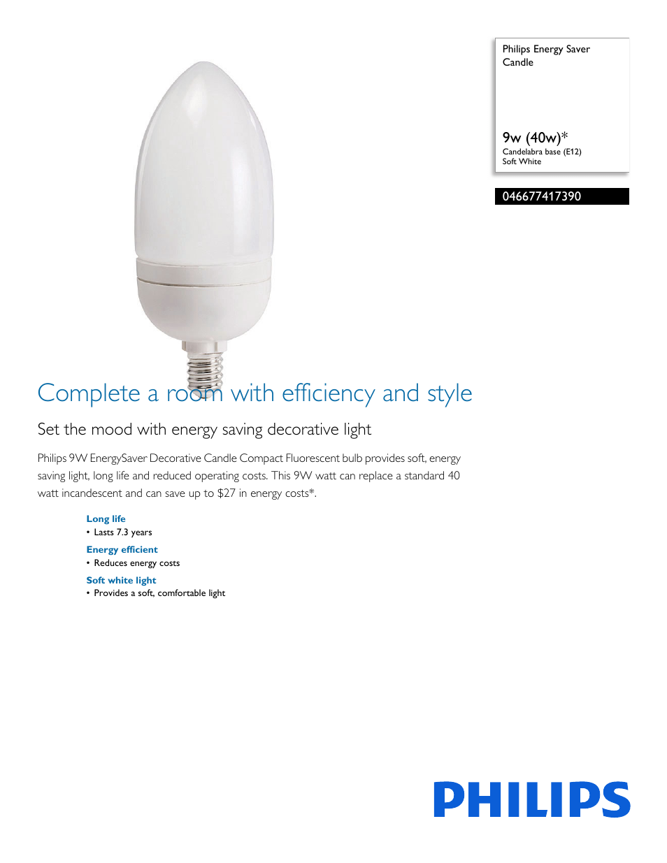 Philips 046677417390 User Manual | 2 pages