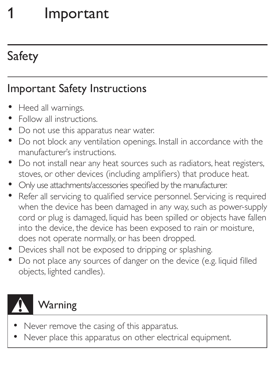 1 important, Safety | Philips SBA3005-00 User Manual | Page 7 / 12