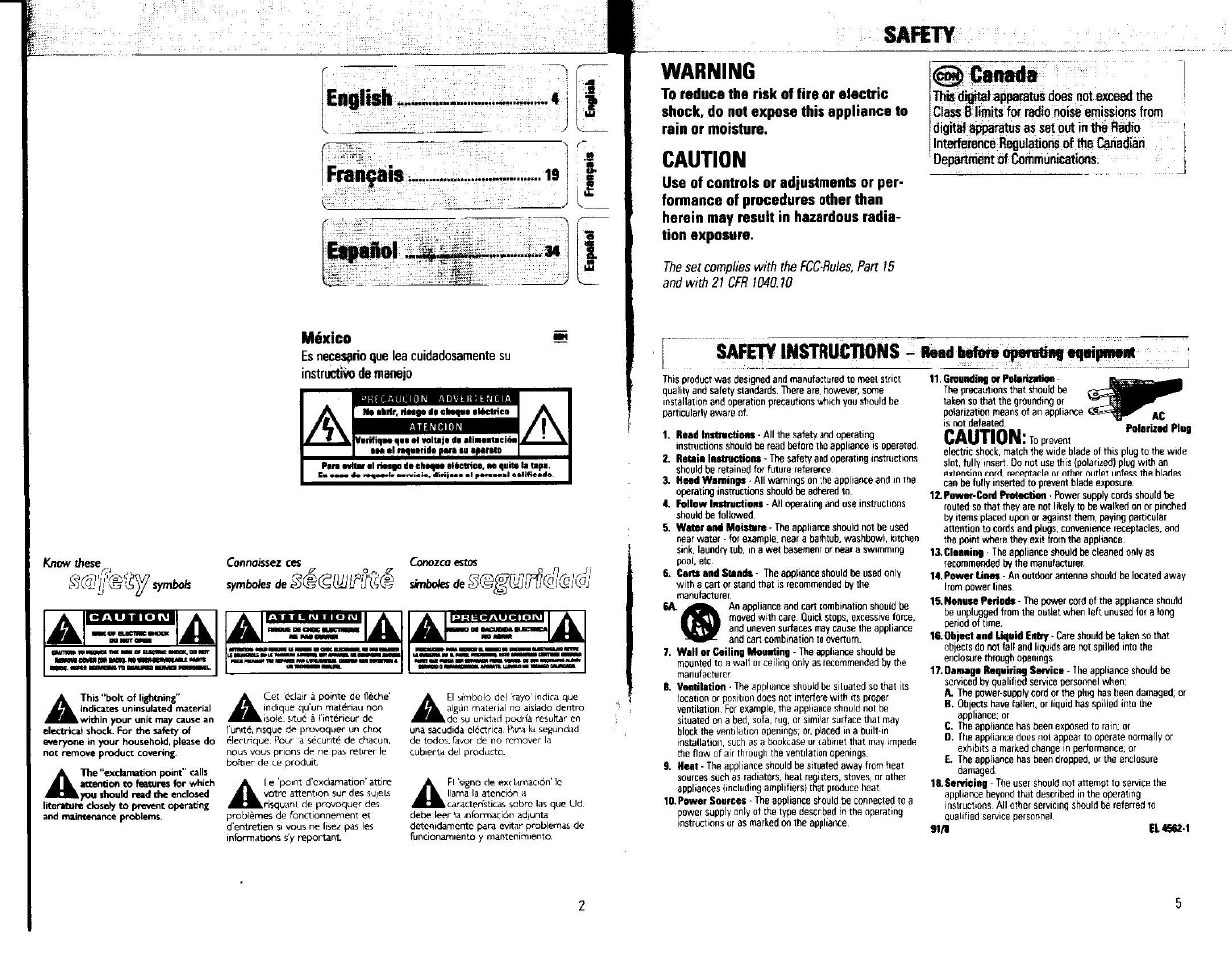 Engii$h, Warning, Caution | A|s=ss?|a | Philips AZ240717 User Manual | Page 2 / 9