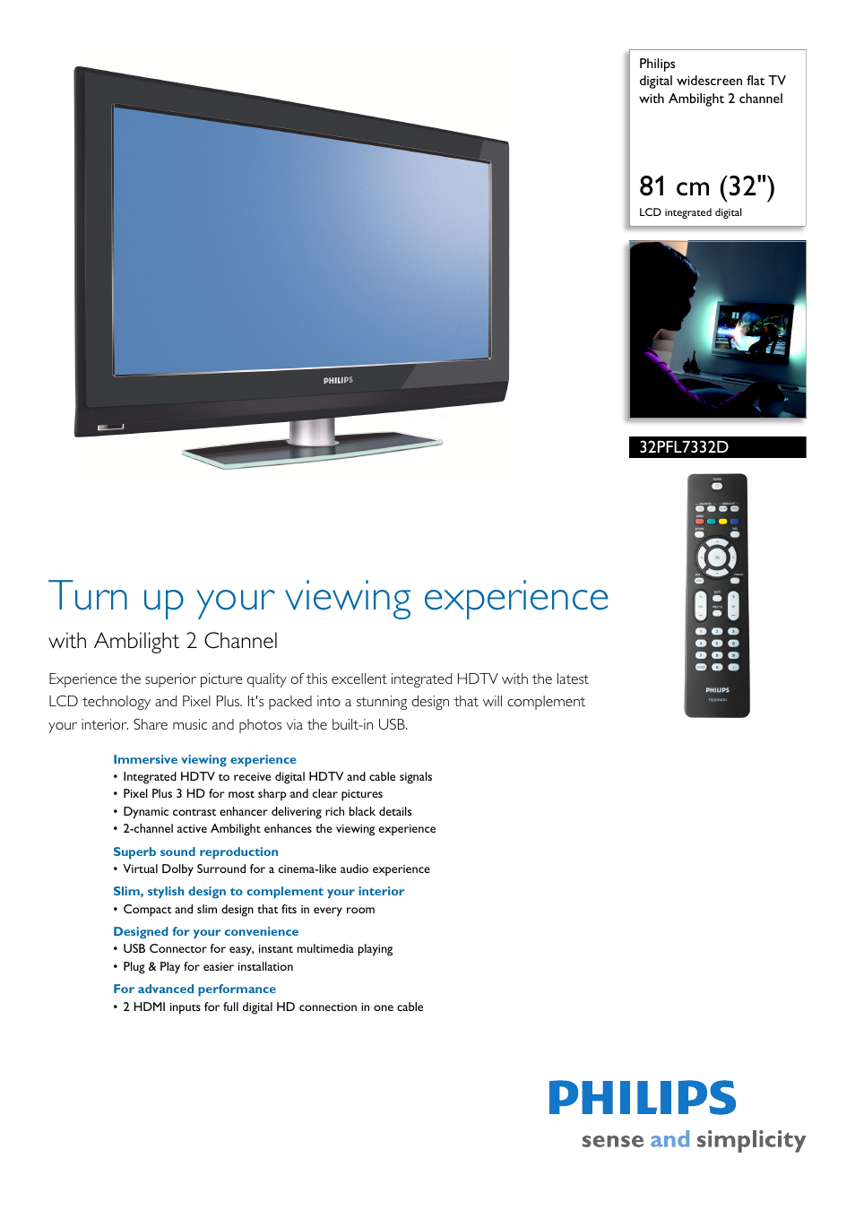 Philips 32PFL7332D-37 User Manual | 3 pages