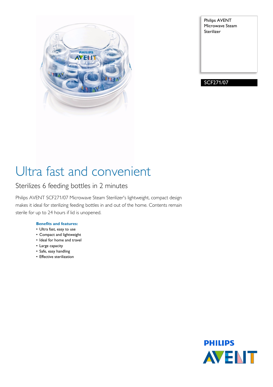 Philips SCF271-07 User Manual | 2 pages