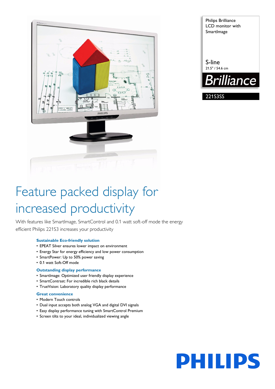 Philips 221S3SS-00 User Manual | 3 pages