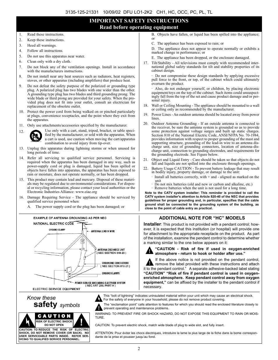 Safety, Know these, Symbols | Philips 19" ITV Card w-NET 1 User Manual | Page 2 / 12