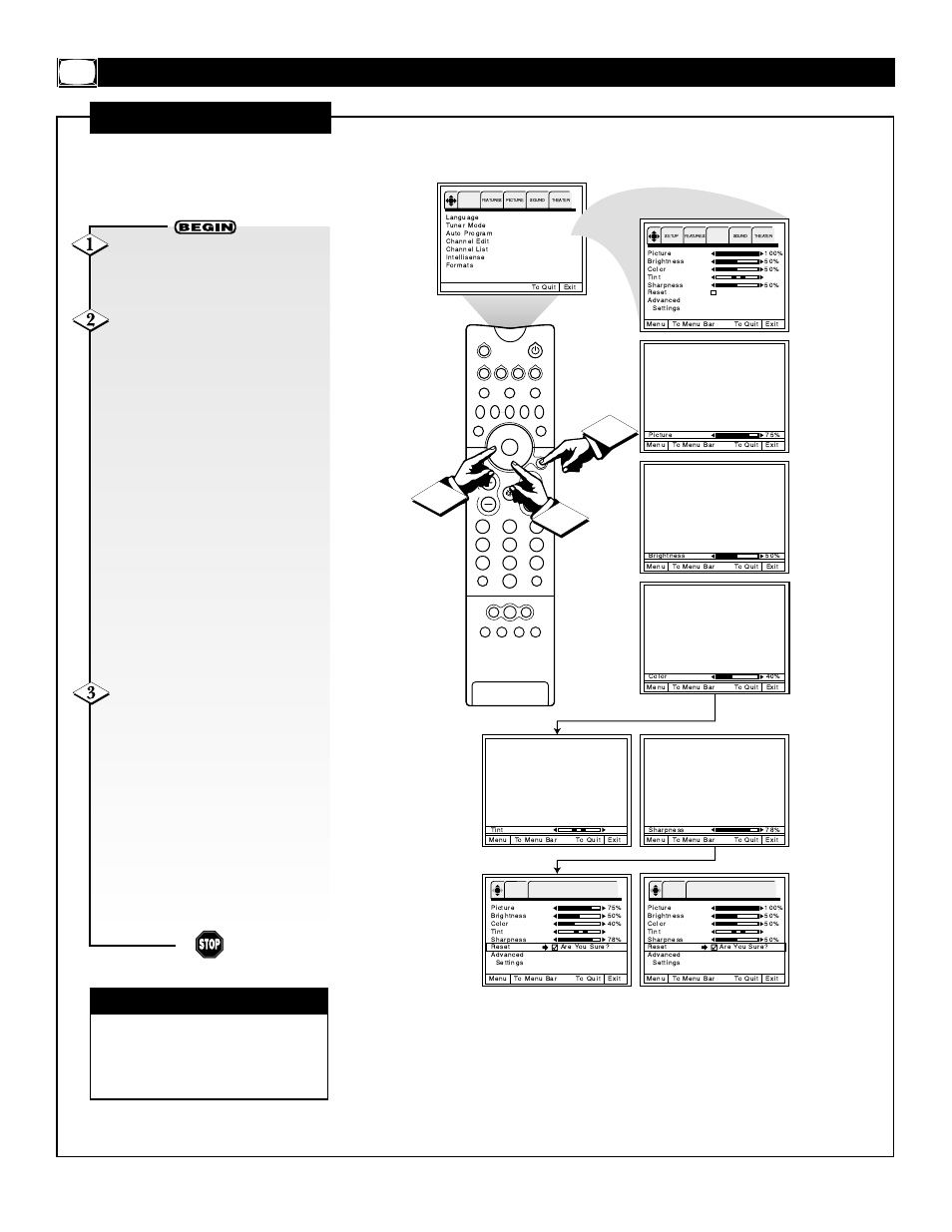 Icture, Ettings | Philips 55" Digital Projection Television User Manual | Page 20 / 46