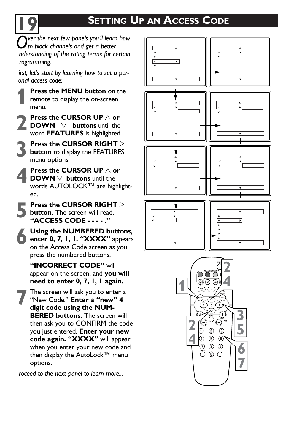 Etting, P an, Ccess | Philips 20PT6245-37 User Manual | Page 23 / 34