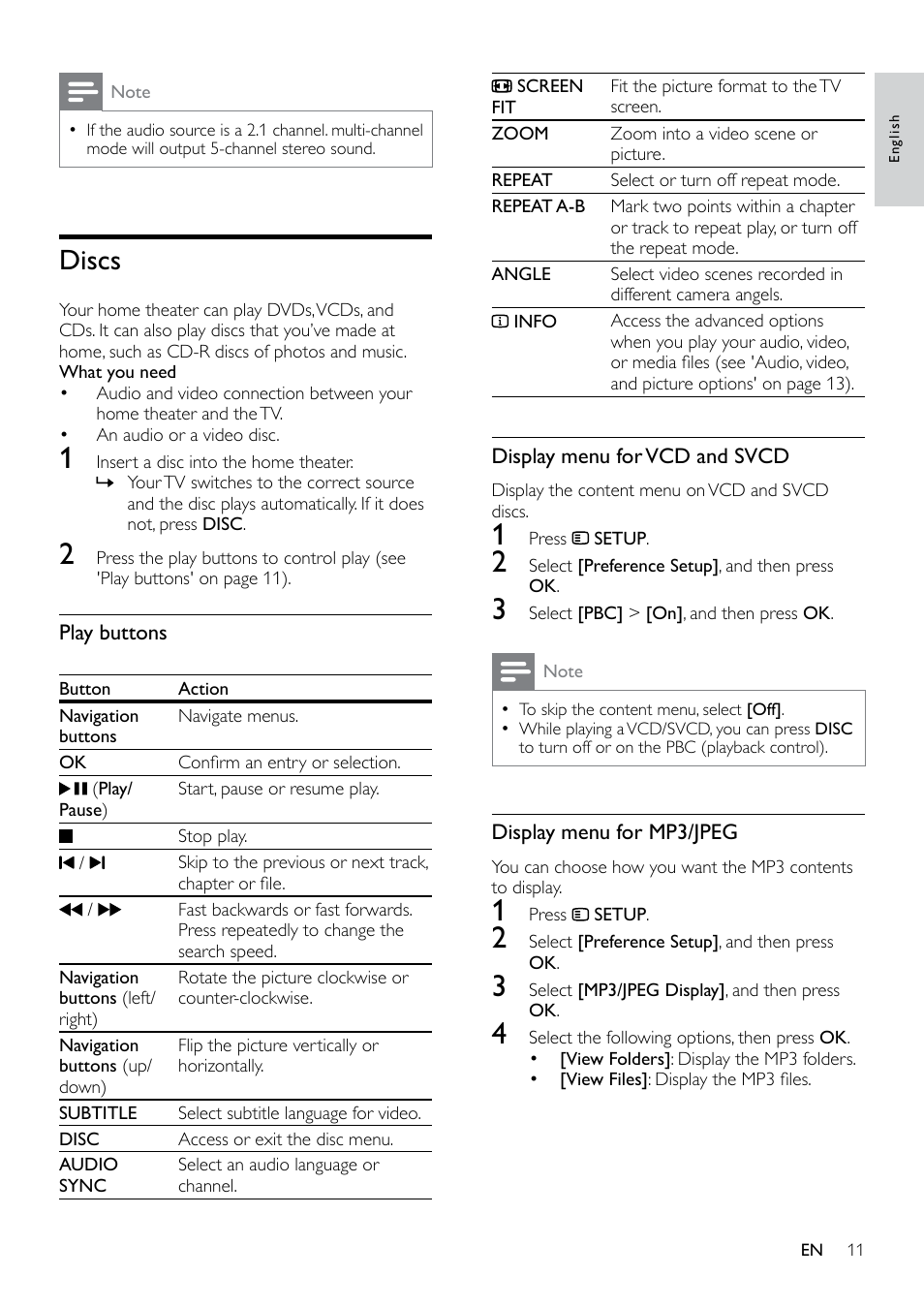 Connect, Setup, Connectors | Front, Back connectors, Discs | Philips HTS3531-F7 User Manual | Page 13 / 28