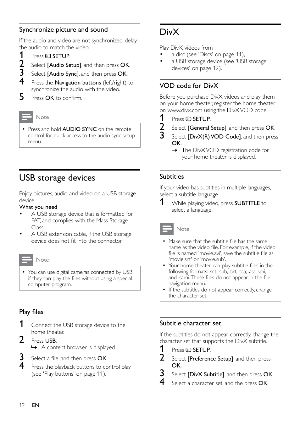 Connect to tv, Option 1: connect to tv through hdmi, Usb storage devices | Divx | Philips HTS3531-F7 User Manual | Page 14 / 28