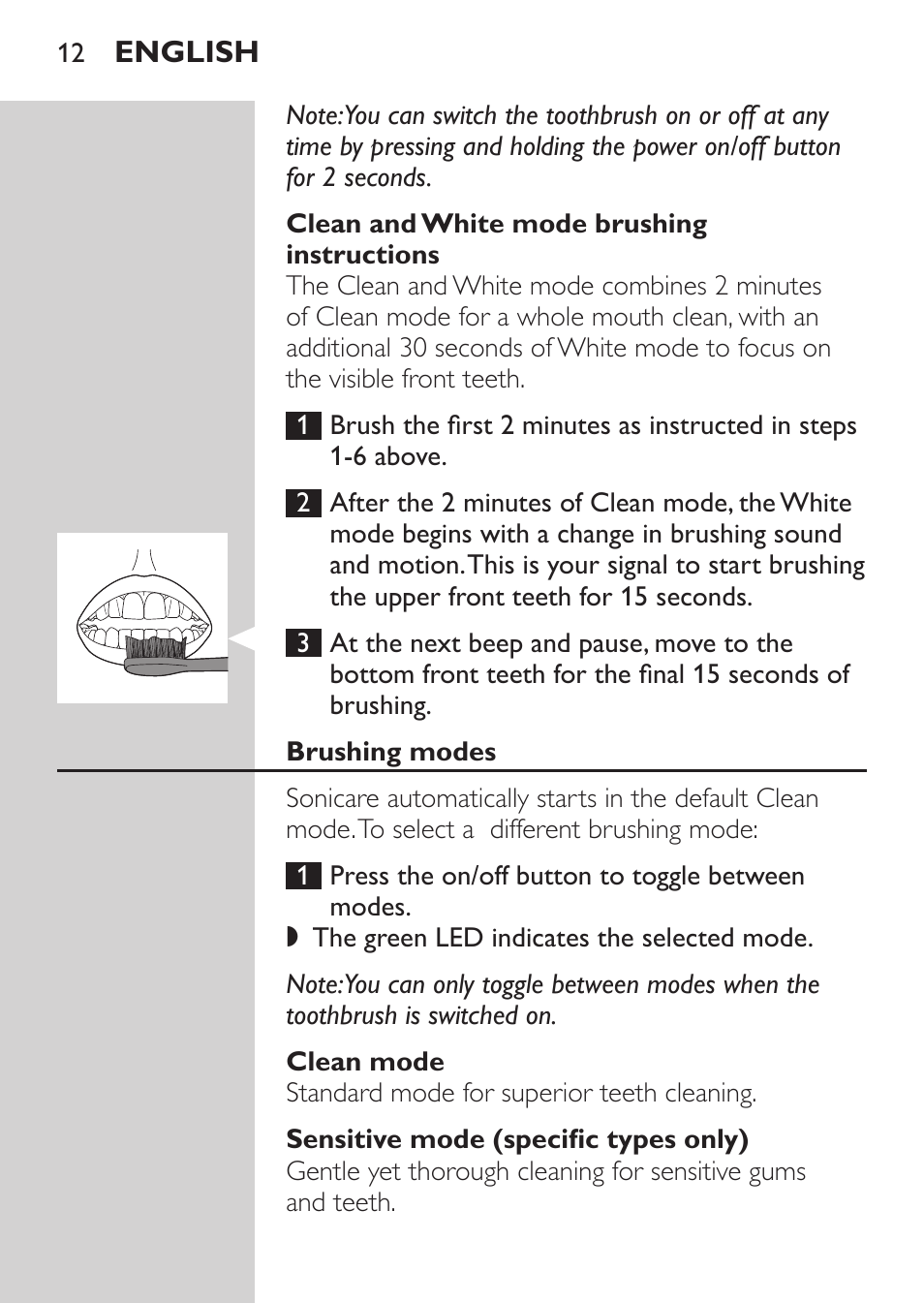 Philips Sonicare HealthyWhite Rechargeable sonic toothbrush HX6731-34 3 Modes 2 brush heads Whitening pen User Manual | Page 12 / 282