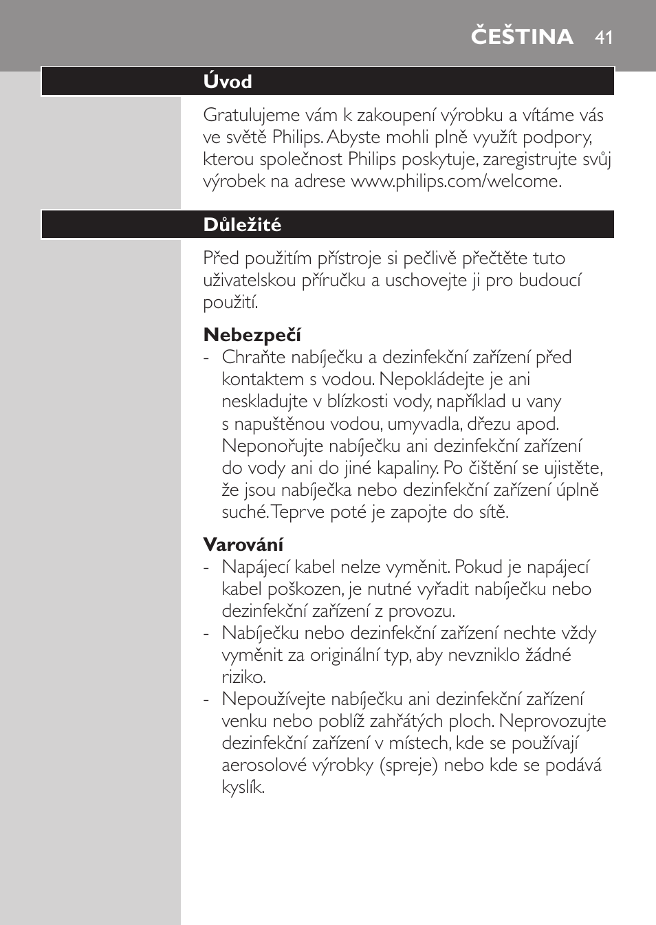 Čeština | Philips Sonicare HealthyWhite Rechargeable sonic toothbrush HX6731-34 3 Modes 2 brush heads Whitening pen User Manual | Page 41 / 282