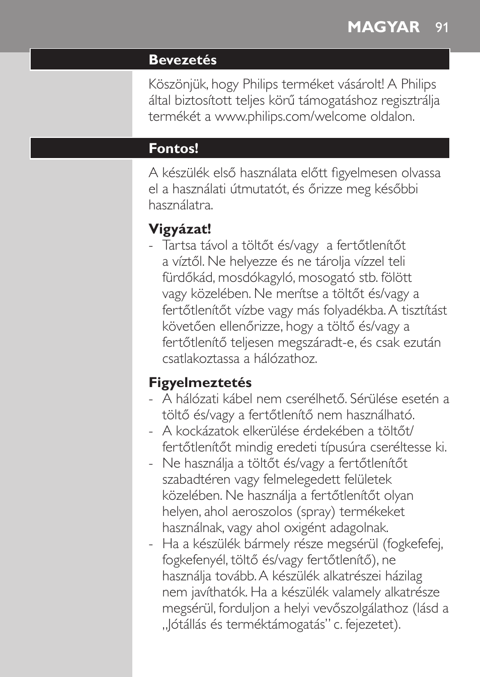 Magyar | Philips Sonicare HealthyWhite Rechargeable sonic toothbrush HX6731-34 3 Modes 2 brush heads Whitening pen User Manual | Page 91 / 282