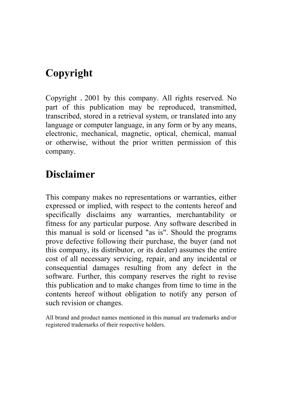 Copyright, Disclaimer | Atlantis Land 56K V.90/V.92 User Manual | Page 2 / 20
