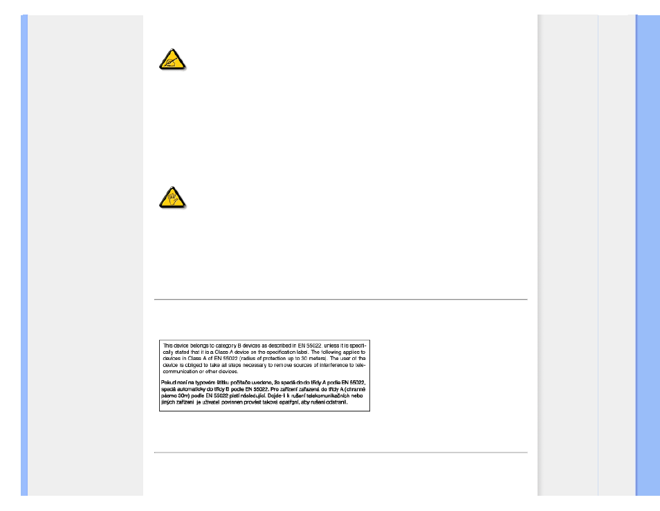 En 55022 compliance, Czech republic only), Mic notice (south korea | Only) | Philips 190P7EB-27 User Manual | Page 22 / 108