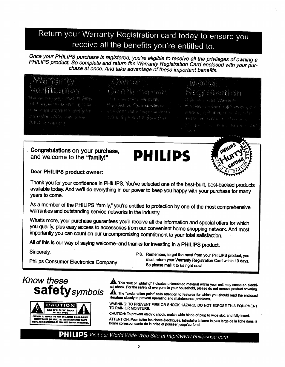 Know these sdf&ty symbols, Philips | Philips 26LL500 User Manual | Page 2 / 52