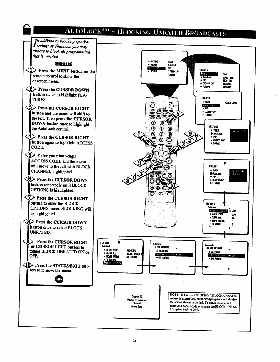 Aij io1x)ck‘^* - blocking unrai ld broadcasts | Philips 26LL500 User Manual | Page 24 / 52