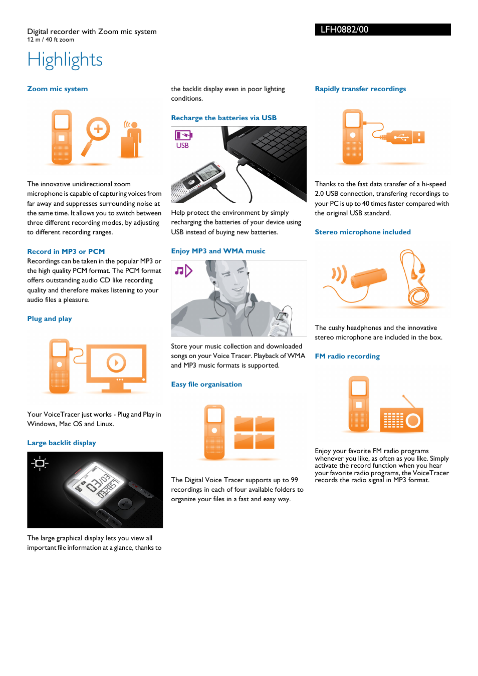 Highlights | Philips LFH0882-00 User Manual | Page 2 / 3