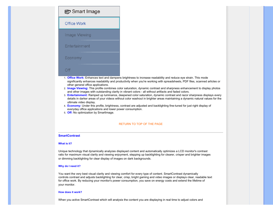 Smartcontrast | Philips 220P1ES-00 User Manual | Page 26 / 97