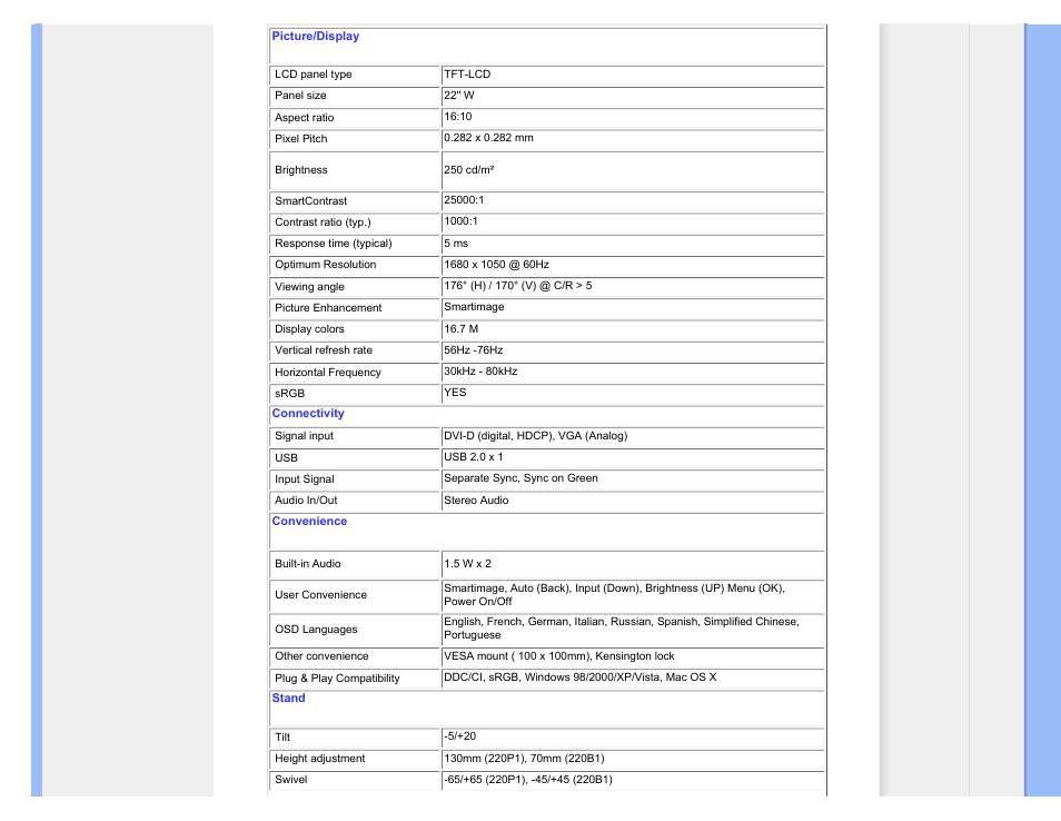 Philips 220P1ES-00 User Manual | Page 28 / 97