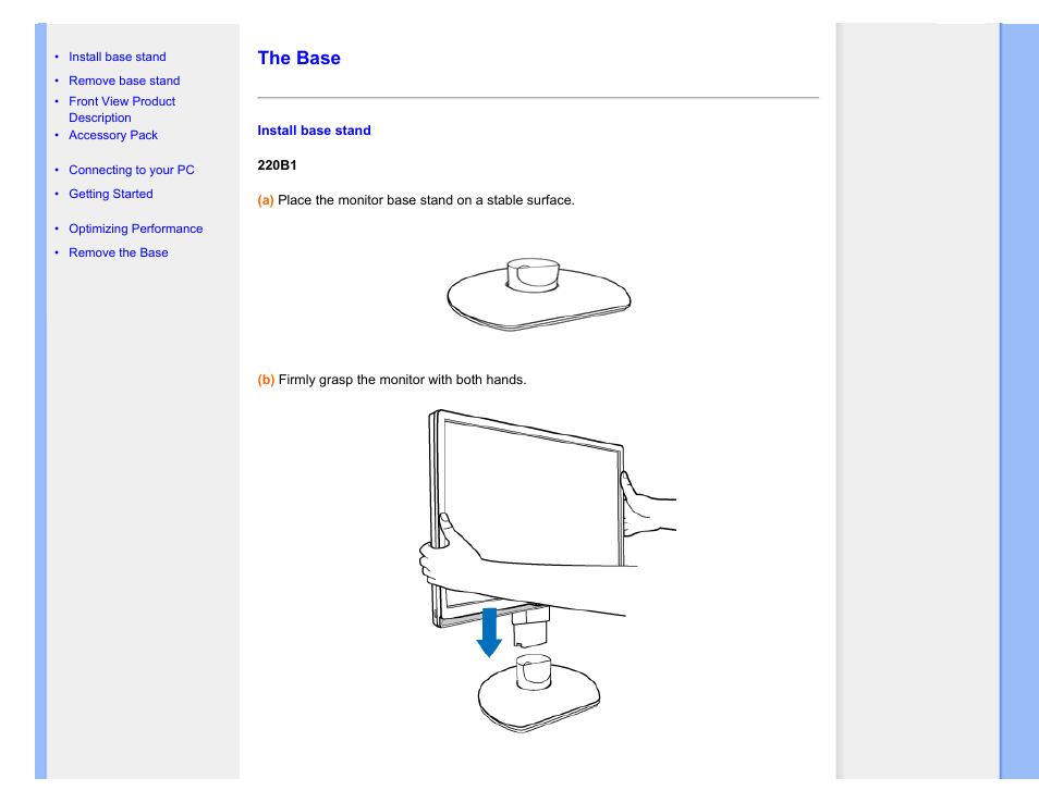 The base | Philips 220P1ES-00 User Manual | Page 61 / 97