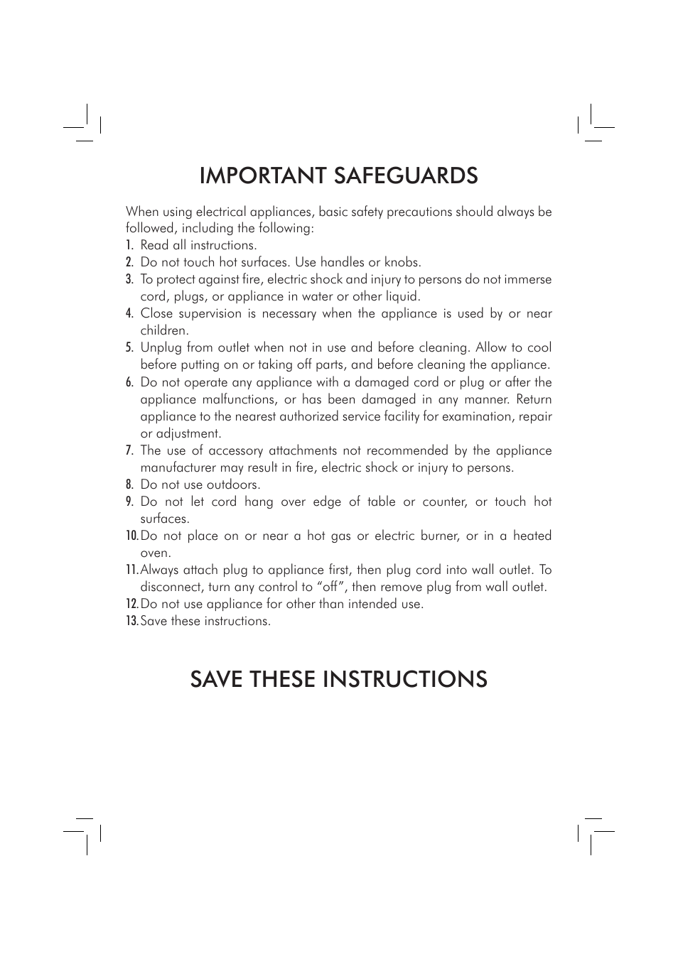 Important safeguards, Save these instructions | Philips 10003278 User Manual | Page 6 / 110